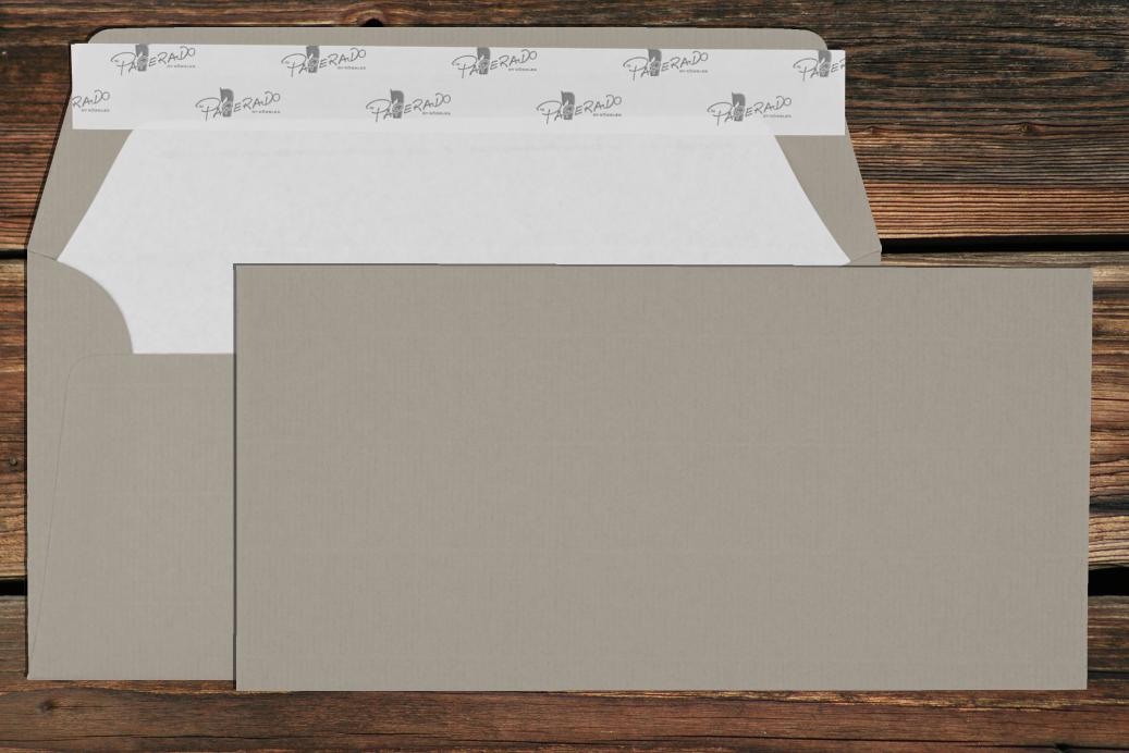 Briefhüllen mit Seidenfutter DL 110x220 mm Haftklebend Taupe gerippt 100 g/qm